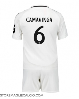 Real Madrid Eduardo Camavinga #6 Maglia Gara Casa Repliche 2024-25 Bambino
